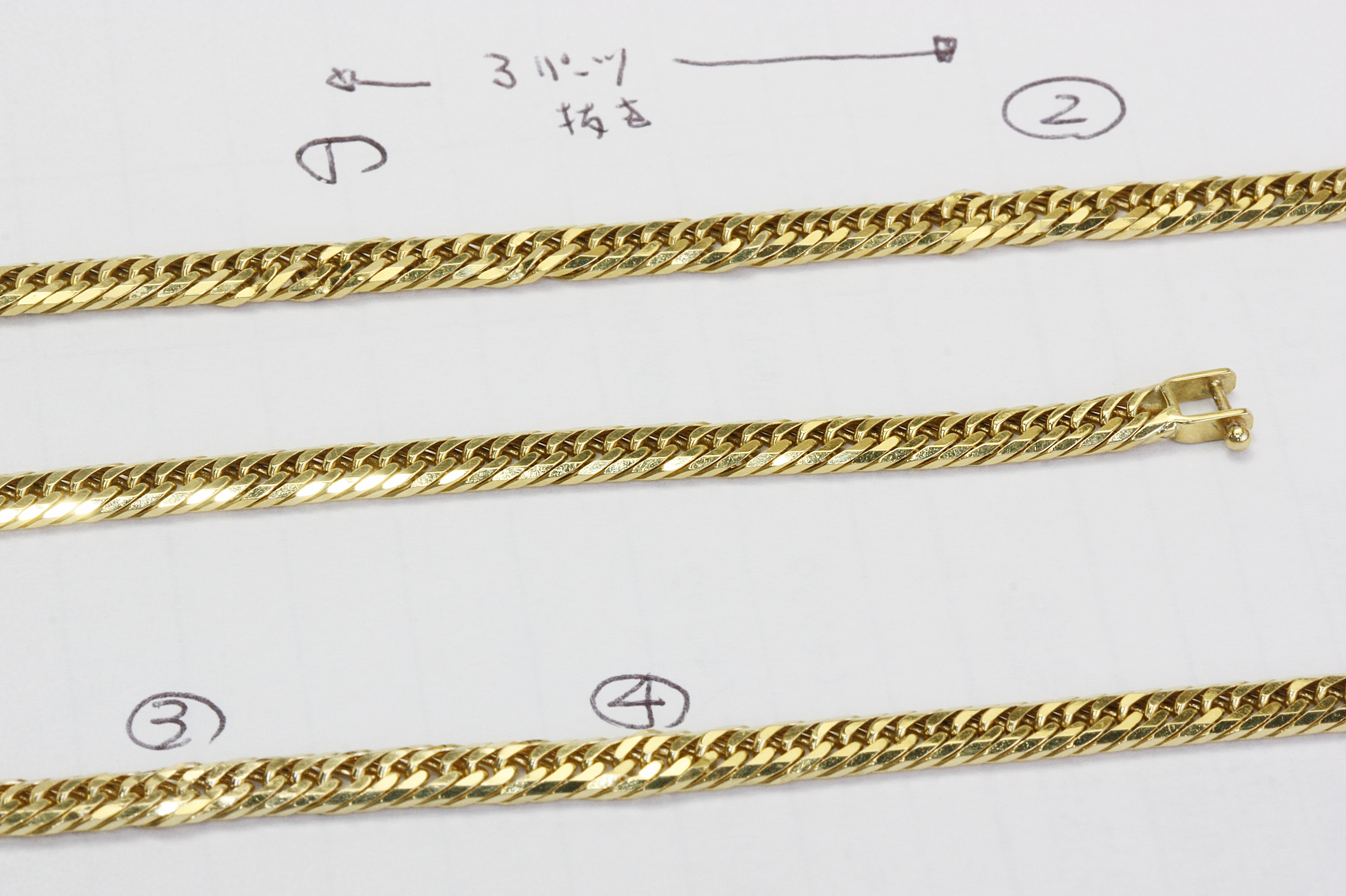 18製の12面トリプル喜平ネツクレスの修理 - 茨城県桜川市・筑西市の